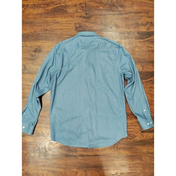 Banana Republic Slim Non-Iron Cotton Micro-Houndstooth Button-Down Shirt Blue L - Picture 4 of 12